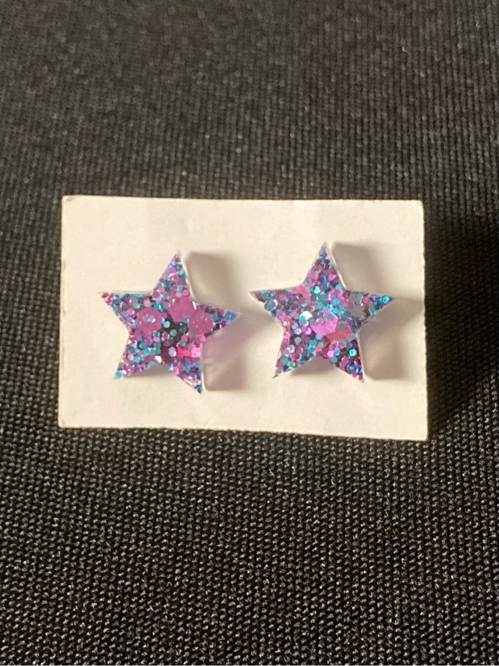 ⭐️ Handmade Purple And Blue Glitter Resin Star Stud Earrings
